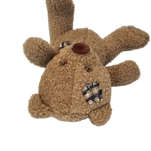 Soft Cuddly Teddy Bear Light Brown Plaid Patches Cute Kids Toy Stuffed Animal - Picture 9 of 16